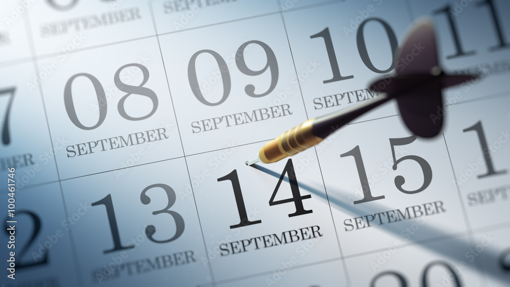 September 14 written on a calendar to remind you an important ap September 14 written on a calendar to remind you an important ap