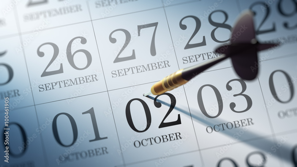 October 02 written on a calendar to remind you an important appo October 02 written on a calendar to remind you an important appo
