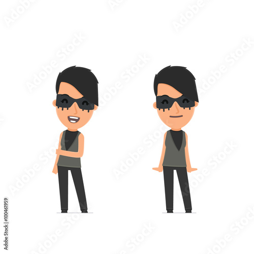Funny Character Outsider Girl in confident and shy poses