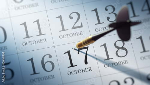 October 17 written on a calendar to remind you an important appo