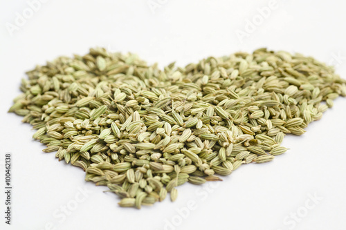 Fennel seeds in the shape of a heart 