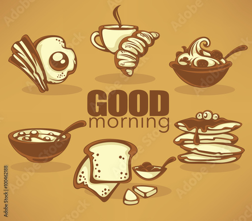 good morning, vector collection of traditional breakfast meal