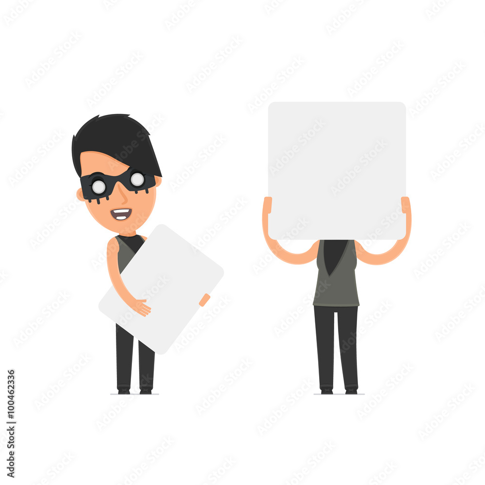 Funny Character Outsider Girl holds and interacts with blank for Funny Character Outsider Girl holds and interacts with blank for