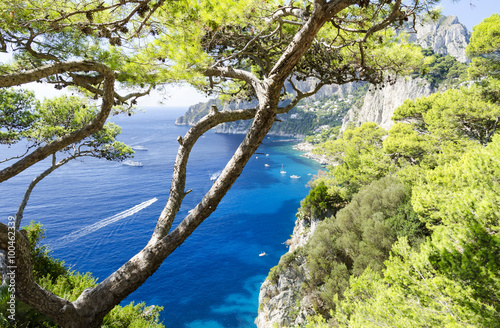 view on azure sea on Capri island  Campania  Italy
