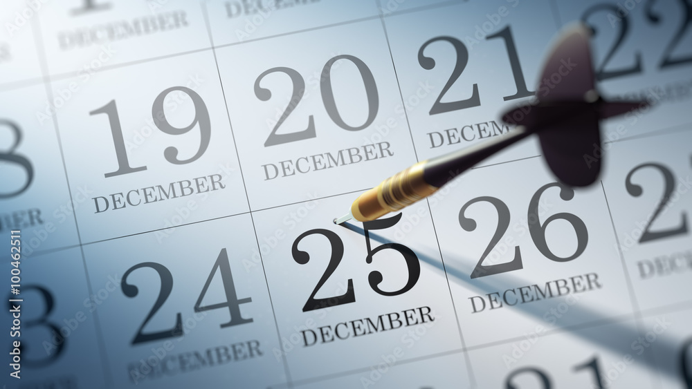 December 25 written on a calendar to remind you an important app December 25 written on a calendar to remind you an important app