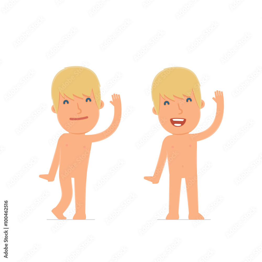 Funny and Cheerful Character Naked Man welcomes viewers Funny and Cheerful Character Naked Man welcomes viewers