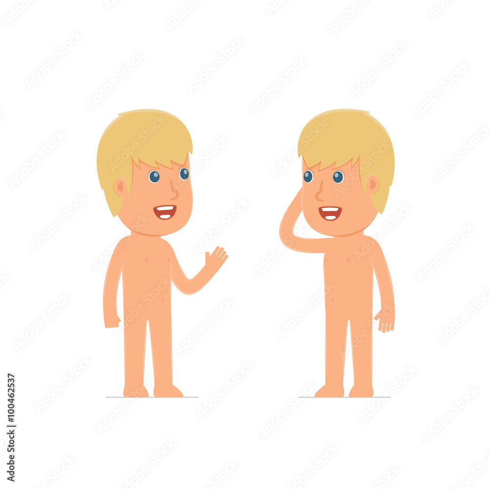 Calm Character Naked Man tells news to his friend Calm Character Naked Man tells news to his friend