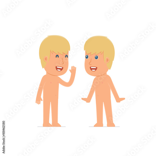 Cunning Character Naked Man gossiping and telling secret to his