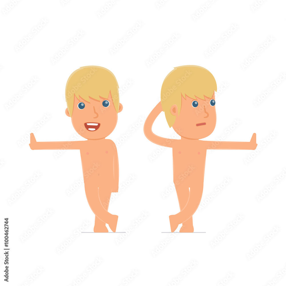 Doubt and Funny Character Naked Man leaned against the wall and Doubt and Funny Character Naked Man leaned against the wall and