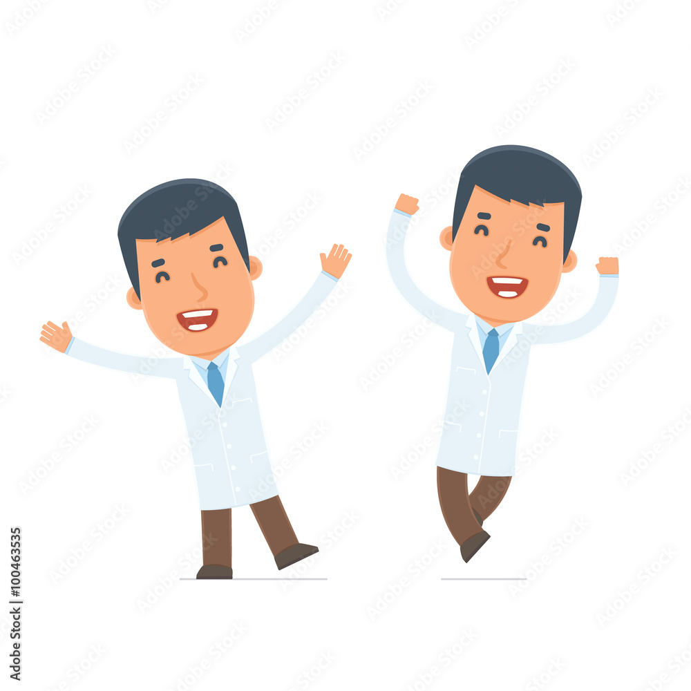 Laughing and Joyful Character Doctor celebrates and jumps Laughing and Joyful Character Doctor celebrates and jumps