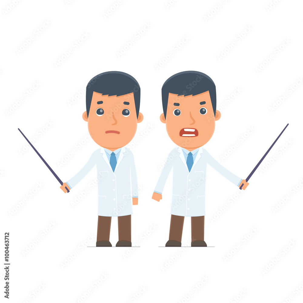 Angry and Sad Character Doctor making presentation using pointer Angry and Sad Character Doctor making presentation using pointer