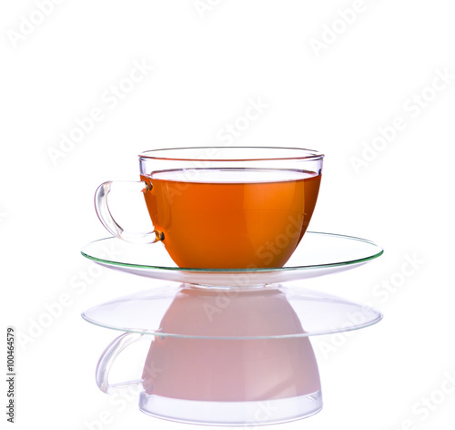 One Cup Fresh Tea on White Background