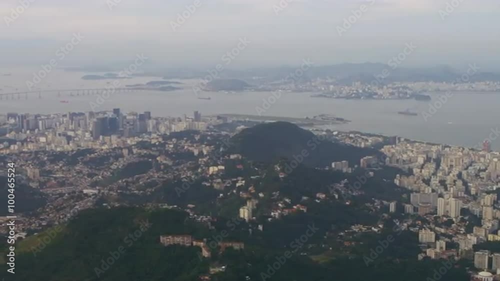 Aerial shot of Rio city with Niteroi bridge. Aerial shot of Rio city with Niteroi bridge.