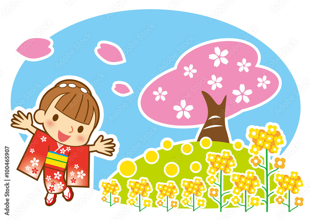 Fototapeta premium 桜と菜の花と大和撫子