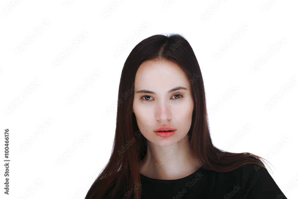 Portrait of a young woman over white background Portrait of a young woman over white background