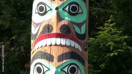 Totem pole in full-length in Totem Bight State Park photo