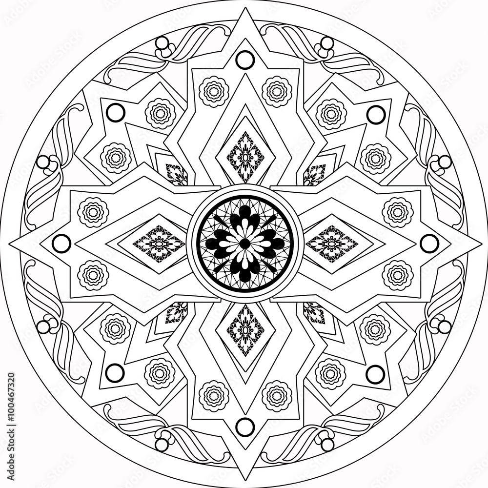 Coloring page book with decorative ornamental elements