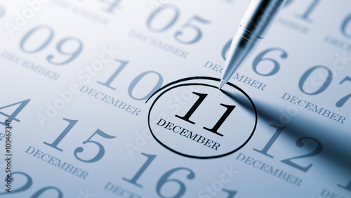 December 11 written on a calendar to remind you an important app