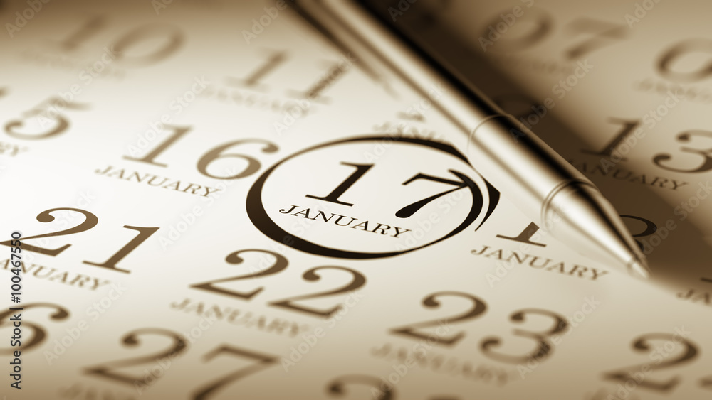 January 17 written on a calendar to remind you an important appo January 17 written on a calendar to remind you an important appo