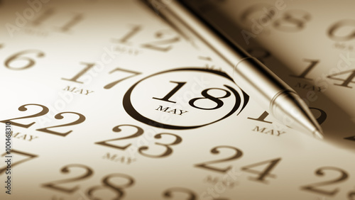 Schilderij op canvas May 18 written on a calendar to remind you an important appointm