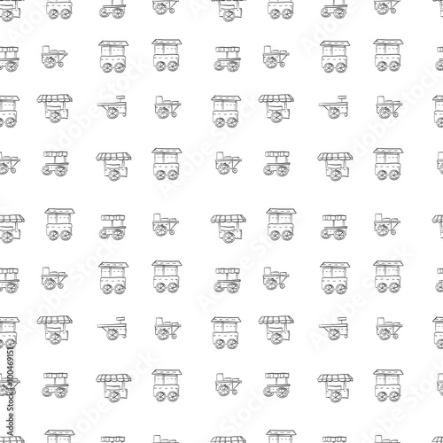 Food trolley vector sketch pattern 