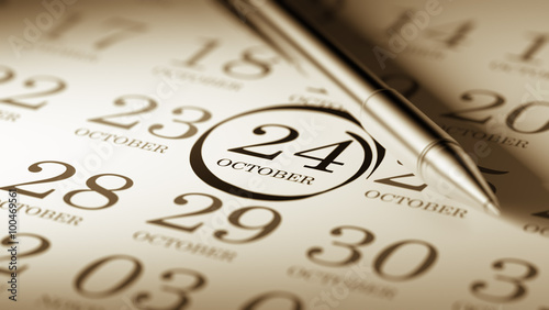 October 24 written on a calendar to remind you an important appo