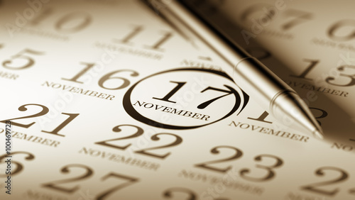 Photos November 17 written on a calendar to remind you an important app