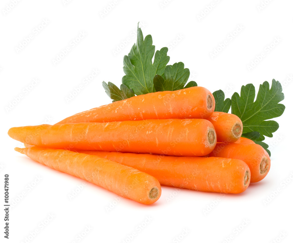 Sweet raw carrot tuber isolated on white background cutout Sweet raw carrot tuber isolated on white background cutout