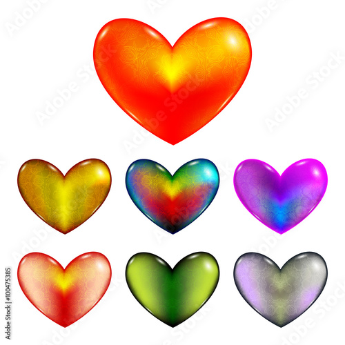 Set hearts with beautiful decor