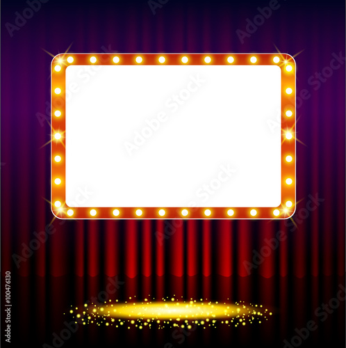 Frame on stage curtain with lights