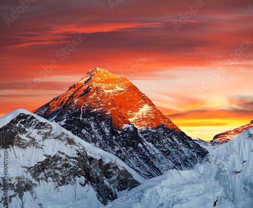 Evening colored view of Mount Everest from Kala Patthar photo