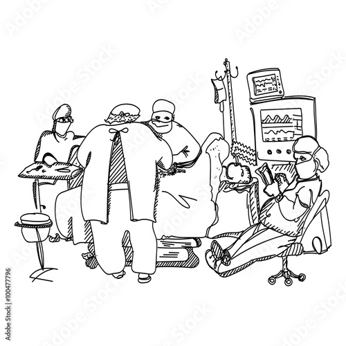 Anesthesiologist resting during operation