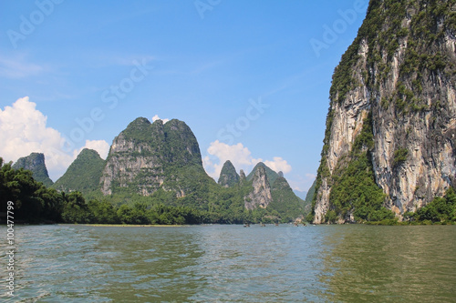 Famous karst mountains at Li river near Yangshuo, China