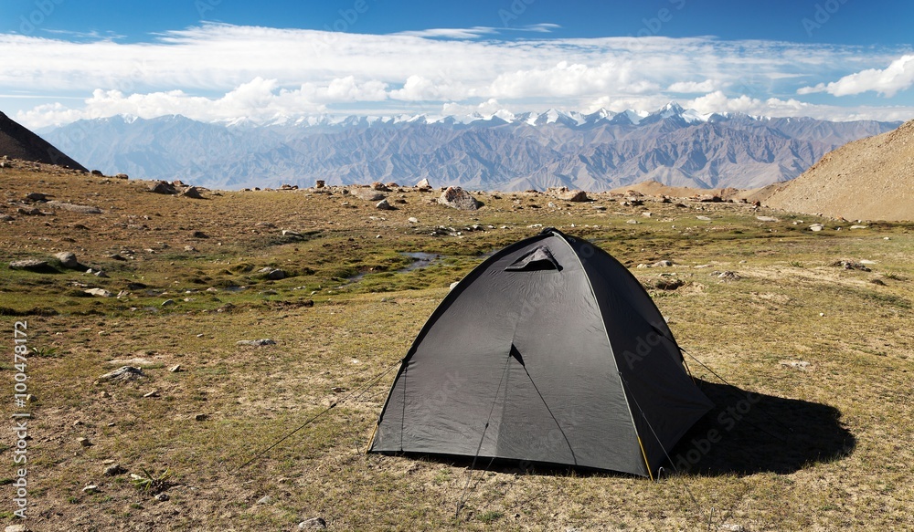 Tent in Himalayan mountains, Stok range