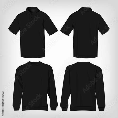 Sport black sweater and polo shirt isolated set vector