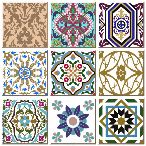 Vintage retro ceramic tile pattern set collection 026
