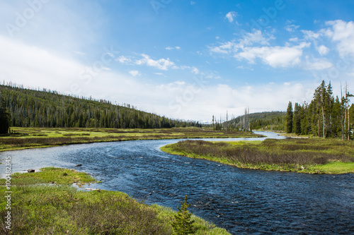 The Yellowstone River meanders through the beautiful Heyden Valley between Yellowstone Lake and the Upper Falls of the Yellowstone 