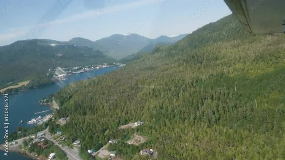 Time-lapse out the window of an airplane over Ketchikan, AK.