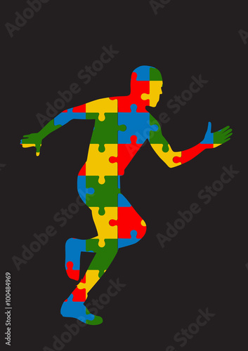 running man - puzzle human body
