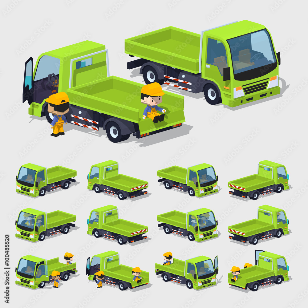 Cube World. Empty green truck Cube World. Empty green truck