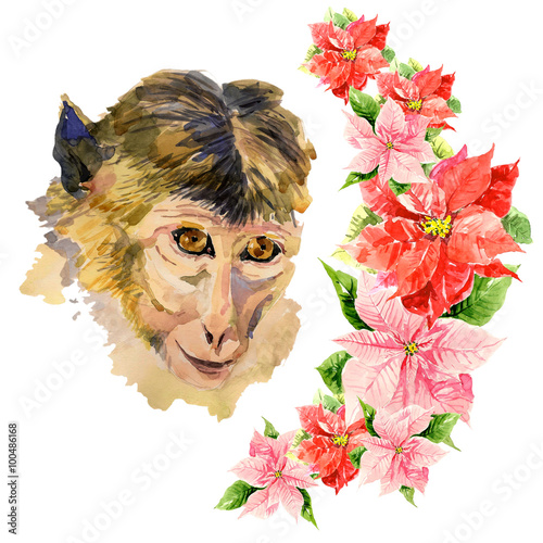 Monkey with amazing flowers