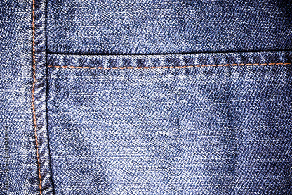 Fototapeta premium Blue jeans sew closeup texture.