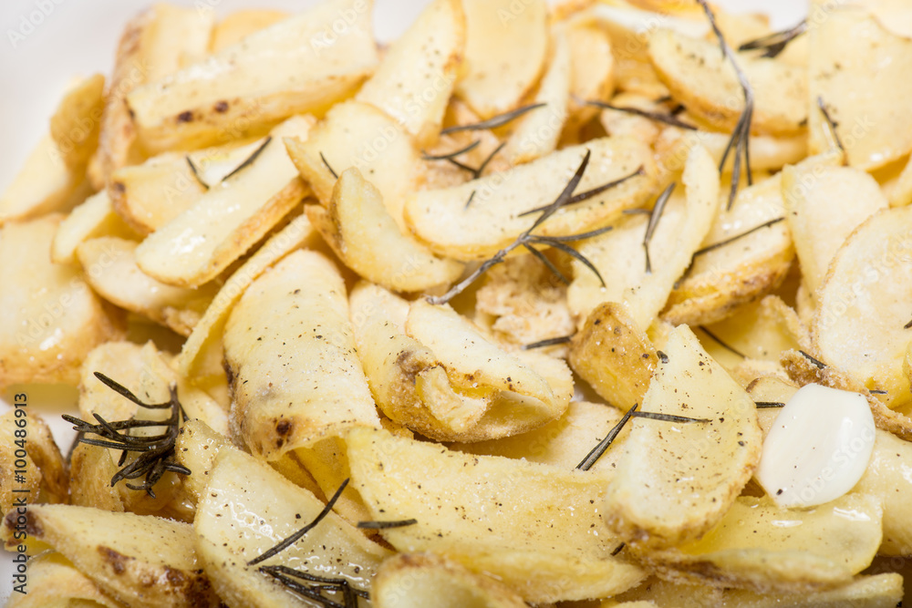 Sliced potatoes cooked in the oven