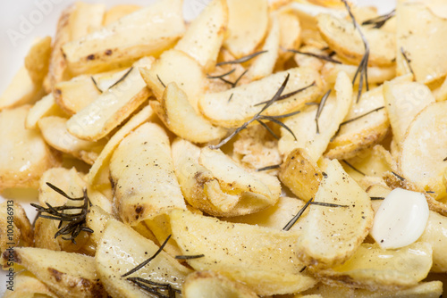Sliced potatoes cooked in the oven