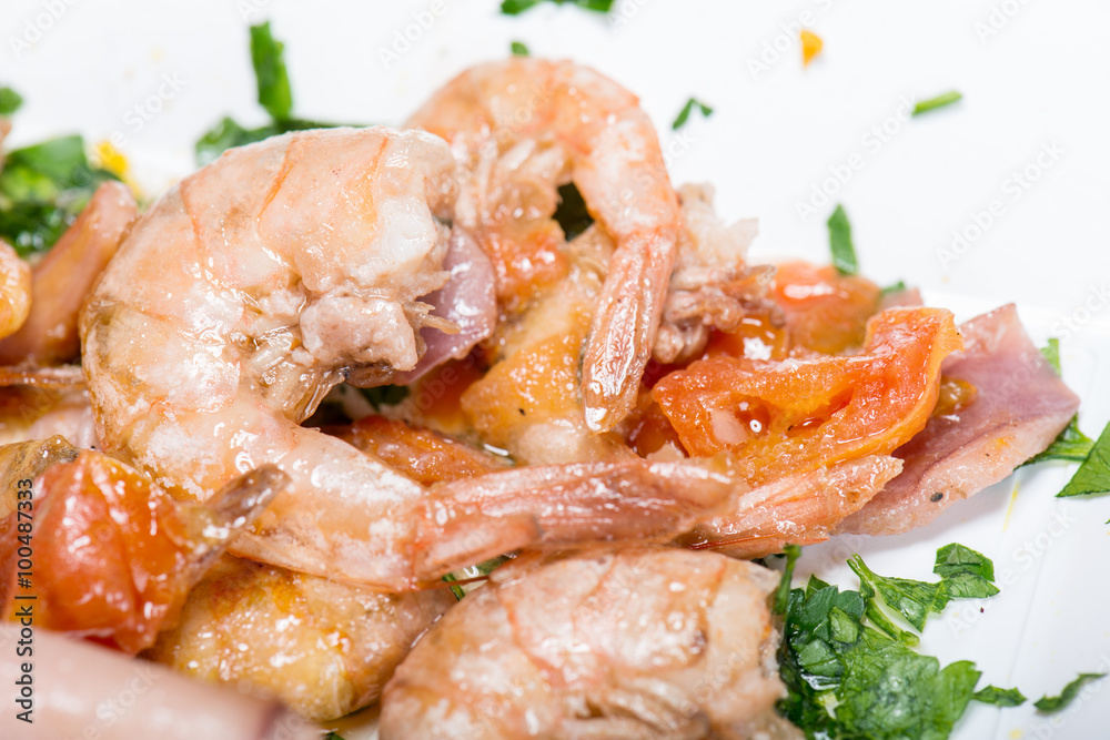 Stuffed squid fried with shrimp Stuffed squid fried with shrimp