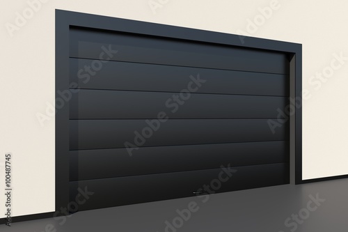 Modern black garage door