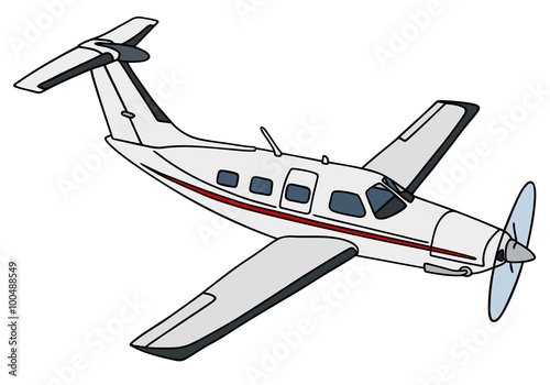 Propeller airplane / Hand drawing, vector illustration
