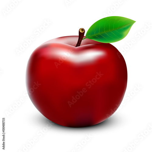 Red apple on white background.