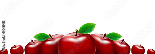 Border of red apples. Template for your design.