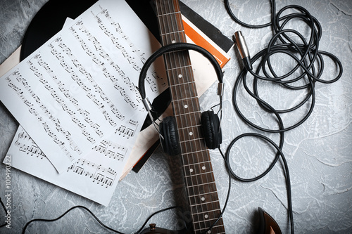 Electric guitar and headpho...